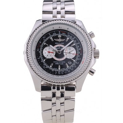 AAA Breitling Bentley Chronograph Black Dial Stainless Steel Strap 98192