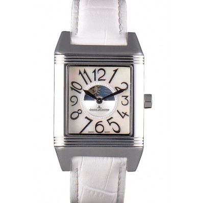 Hot Replica Jaeger le Coultre Reverso Squadro Lady White Leather Strap Pearl Dial 41970