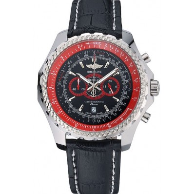 Replica Breilting Bentley Supersports Black And Red Dial Black Leather Bracelet 622430