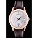AAA Jaeger Le Coultre Swiss Master Control Rose Gold Bezel Brown Leather Strap 7590
