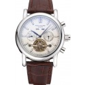Best Quality Fake Patek Philippe Grand Complications Stainless Steel Case White Dial Brown Leather Bracelet 622260