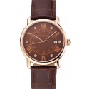 Cartier Ronde Solo Brown Dial Diamond Hour Marks Rose Gold Case Brown Leather Strap