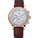 Fake Patek Philippe Grand Complications Hobnail Bezel Roman Numerals Brown Leather Strap