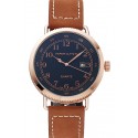 Hamilton Navy Pioneer Black Dial Rose Gold Case Brown Leather Strap
