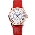 High Quality Cartier Ronde Louis Cartier White Dial Gold Case Red Leather Strap