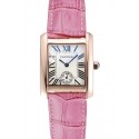 Knockoff Cartier Tank MC Gold Case White Dial Pink Leather Strap 622176