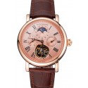 Patek Philippe Grand Complications Moonphase Perpetual Calendar Tourbillon Rose Gold Case And Dial Brown Leather Strap