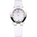 Quality Omega Ladies Watch White Dial With Jewels Stainless Steel Case White Leather Strap 622817 Watch