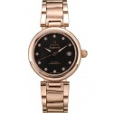 Replica Omega DeVille Ladymatic Rose Gold Stainless Steel Strap Black Dial