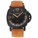 Swiss Panerai Luminor 1950 Black Dial Black PVD Case Brown Suede Leather Strap 1453851