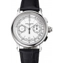Swiss Patek Philippe 5170J Chronograph White Dial Stainless Steel Case Black Leather Strap