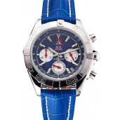 Breitling Chronomat Frecce Tricolori Blue Dial Stainless Steel Case Blue Leather Strap