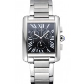 Cartier Tank MC Black Dial Stainless Steel Case And Bracelet 622698