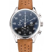 Cheap Tag Heuer Carrera SpaceX Silver Bezel with Black Dial and Light Brown Leather Strap tag265 621536