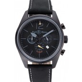 Copy Bell and Ross BR126 Flyback Black Dial Black Case Black Suede Leather Strap