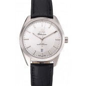 Copy Omega Globemaster Silver Dial Stainless Steel Case Black Leather Strap