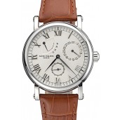 Designer Patek Philippe Geneve Complications White Dial Stainless Steel Brown Leather Band 622142