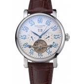 High Quality Patek Philippe Grand Complications Stainless Steel Case White Dial Roman Numerals Brown Leather Bracelet 622257