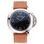 High Quality Replica Panerai Radiomir Brushed Stainless Steel Case Black Dial Brown Leather Strap