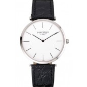 High Quality Swiss Longines Grande Classique White Dial Stainless Steel Case Black Leather Strap