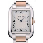 Imitation Cartier Tank Anglaise 36mm White Dial Stainless Steel Case Two Tone Bracelet