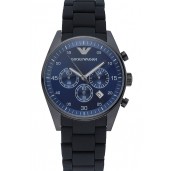 Imitation Luxury Emporio Armani Sportivo Chronograph Blue Dial Ion-plated Case Black Bracelet 622347