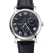 Imitation Patek Philippe Geneve Complications Black Dial Stainless Steel Bezel Black Leather Band 622141