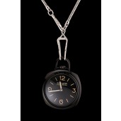 Imitation Swiss Panerai Radiomir Pocket Watch Black Dial Black Plated Case Stainless Steel Chain 1453742