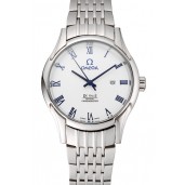 Knockoff Omega De Ville White Dial Blue Numerals Stainless Steel Case And Bracelet 1453787