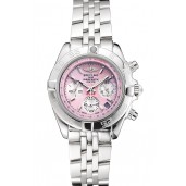 Luxury Breitling Chronomat Quartz Pink Dial Stainless Steel Case And Bracelet