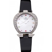 Omega Ladies Watch White Dial With Jewels Stainless Steel Case With Diamonds Case White Leather Strap 622826 Watch