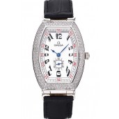 Omega Sochi Petrograd White Dial With Diamonds Stainless Steel Case Black Leather Strap 622823