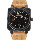 Replica Bell and Ross BR 01-92 Black Dial Black Case Brown Leather Strap