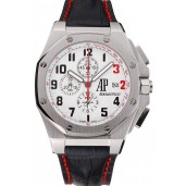 Replica Designer Audemars Piguet Royal Oak Offshore Shaquille O'Neal White Dial Stainless Steel Case Black Leather Strap
