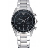 Replica Emporio Armani Sportivo Chronograph Black Dial Stainless Steel Bracelet 622349