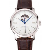 Swiss Baume & Mercier Classima 8688 White Dial Stainless Steel Case Brown Leather Strap