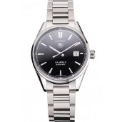 Swiss Tag Heuer Carrera Calibre 5 Black Dial Stainless Steel Case And Bracelet