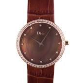 Top Replica La D de Dior Brown Leather Strap with Brown Dial 621511