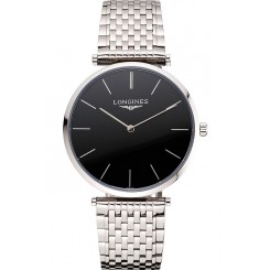 Fake Swiss Longines Grande Classique Black Dial Stainless Steel Case And Bracelet