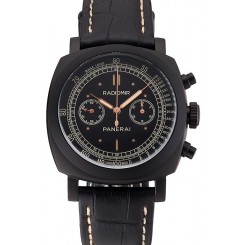 High Quality Imitation Swiss Panerai Radiomir 1940 Chronograph Black Dial Black Ionized Case Black Leather Strap