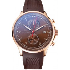 IWC Portugieser Yacht Club Brown Dial Rose Gold Case Brown Rubber Strap