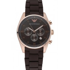 Knockoff Best Emporio Armani Sportivo Chronograph Brown Dial Gold Case Brown Bracelet 622346
