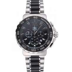 Luxury Copy Tag Heuer Formula 1 Chronograph Black Dial Black Bezel Two Tone Stainless Steel Band 622412