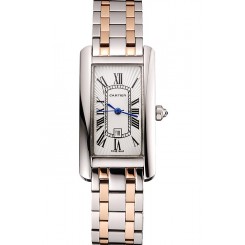 Replica Cartier Tank Americaine 21mm White Dial Stainless Steel Case Two Tone Bracelet