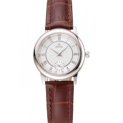 Replica Omega De Ville Prestige Small Seconds Silver Dial Stainless Steel Case Brown Leather Strap