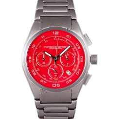 Replica Porsche Dashboard Polished Stainless Steel Strap Red Dial 80302