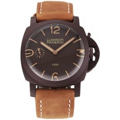 Swiss Panerai Luminor 1950 Brown Dial Brown PVD Case Brown Suede Leather Strap 1453850