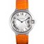 Cartier Ballon Bleu Silver Bezel with White Dial and Orange Leather Band 621550