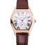 Cartier Tortue Large Date White Dial Gold Case Brown Leather Strap