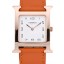 Copy AAAAA Hermes Heure H Rose Gold Bezel Orange Leather Strap White Dial 80234